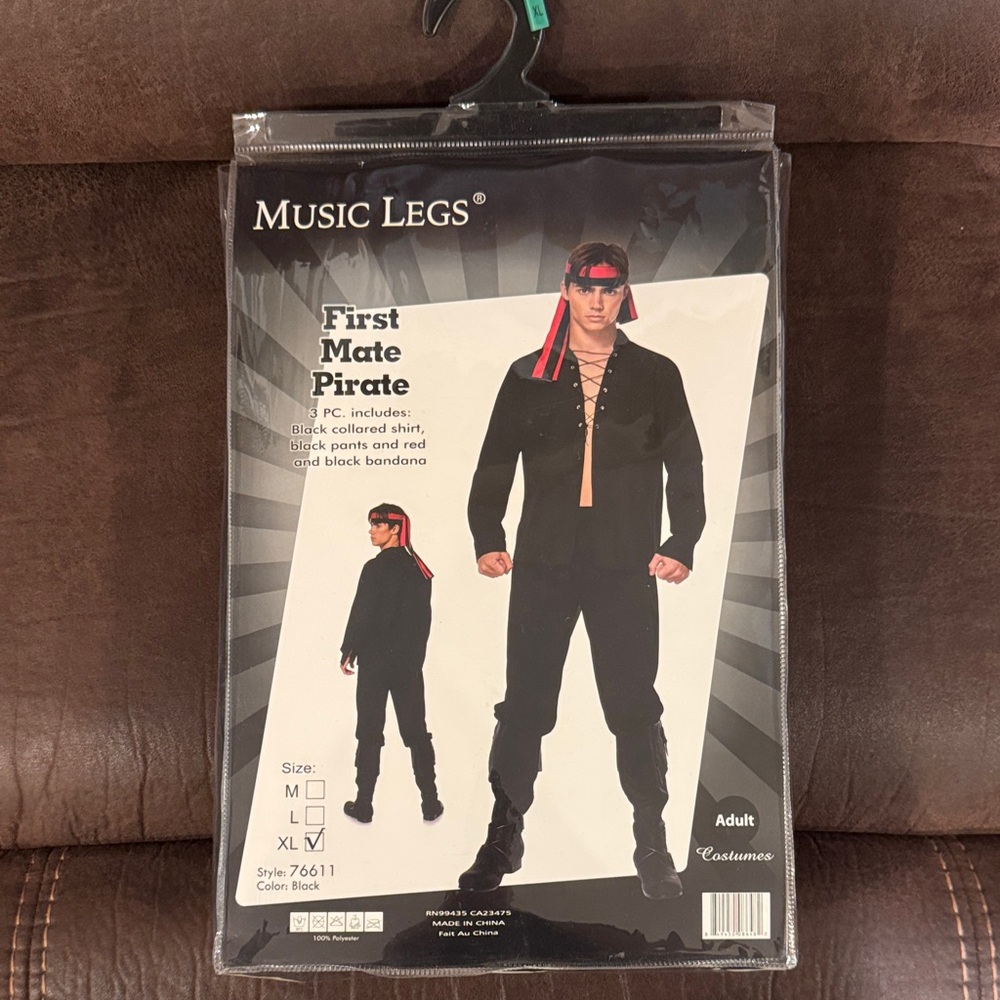 Music Legs Pirate Costume - Black and Red